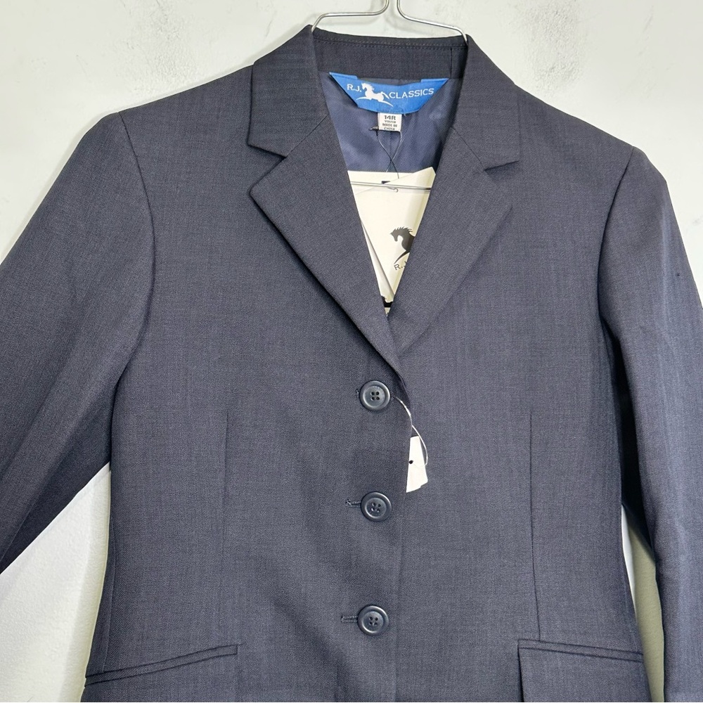 RJ Classics Girls Navy 3 Button Blazer Hampton Show Coat Horse Riding Jacket NWT - Picture 7 of 15